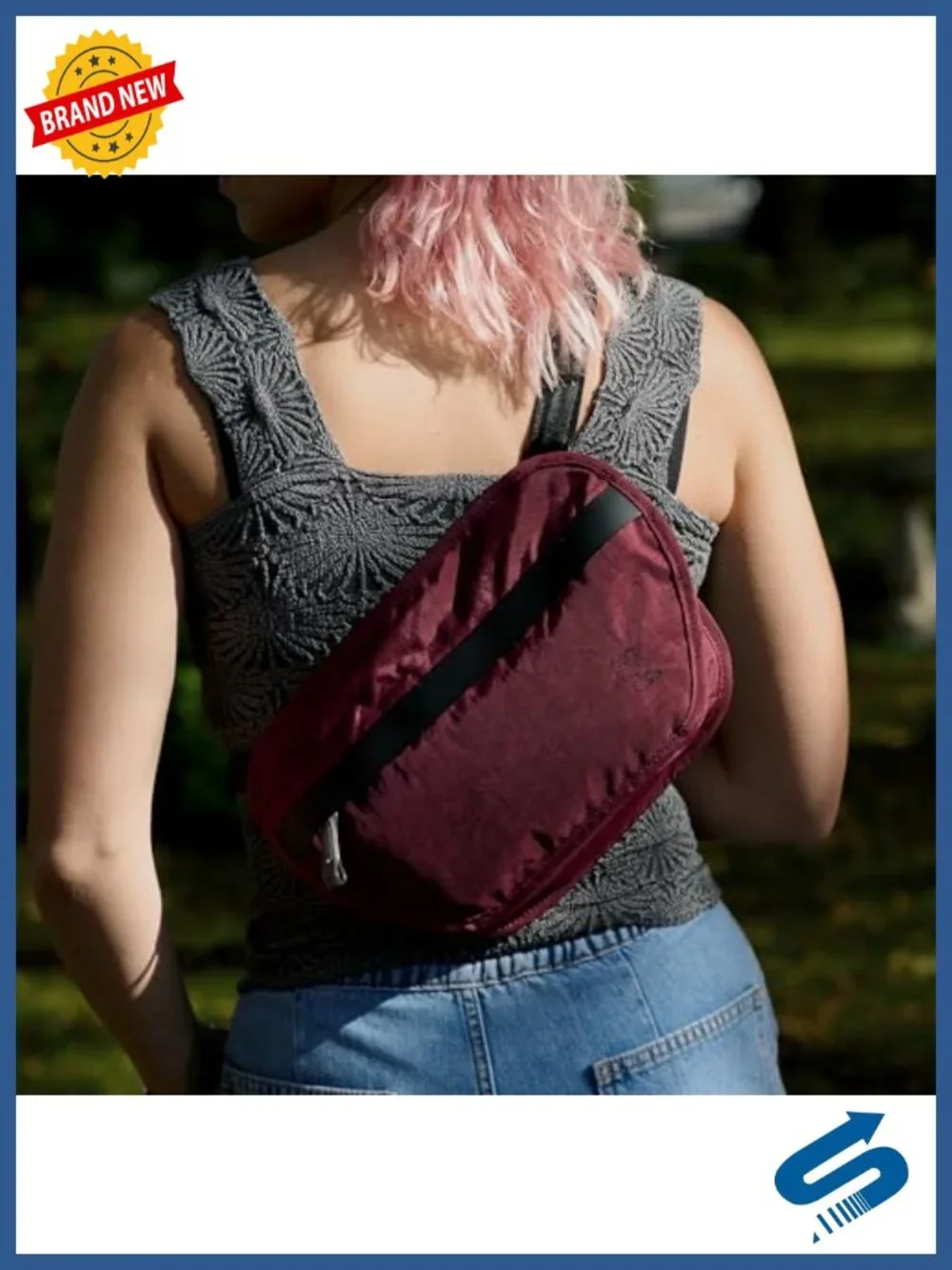 Recycled Nylon Sling Bag, Zippered Phone Pockets, Hidden Security, 3L